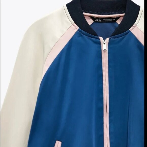 Zara Colorblock Bomber Jacket, Size Medium NWT - Picture 3 of 5